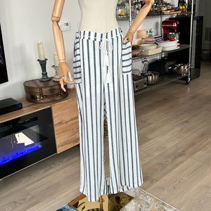 Classically Chic! Nautical Stripe Venus High Waist Wide Leg Pants SzXL